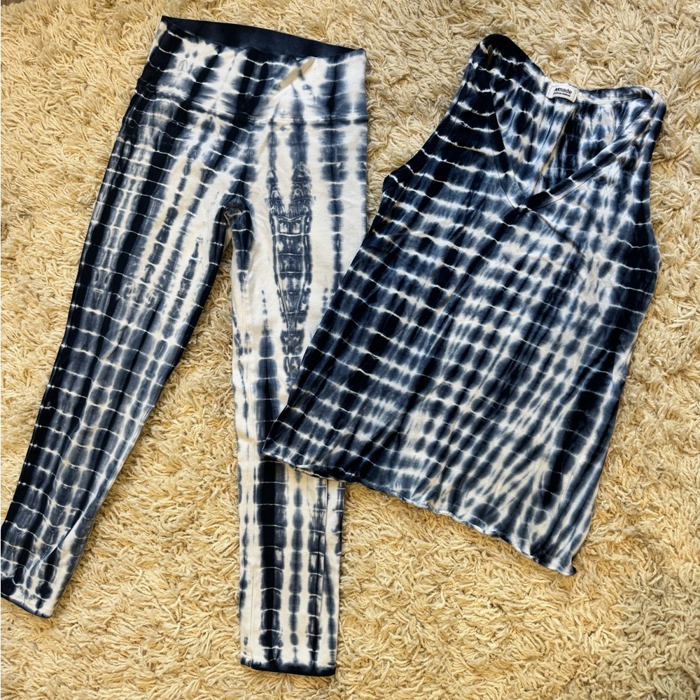 LAmade Navy and White Tie-Dye Tank and Leggings Set - Picture 2 of 5